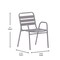 Emma and Oliver Jens Metal Dining Chair with Triple Slatted Back and Armrests for Indoor and Outdoor Use